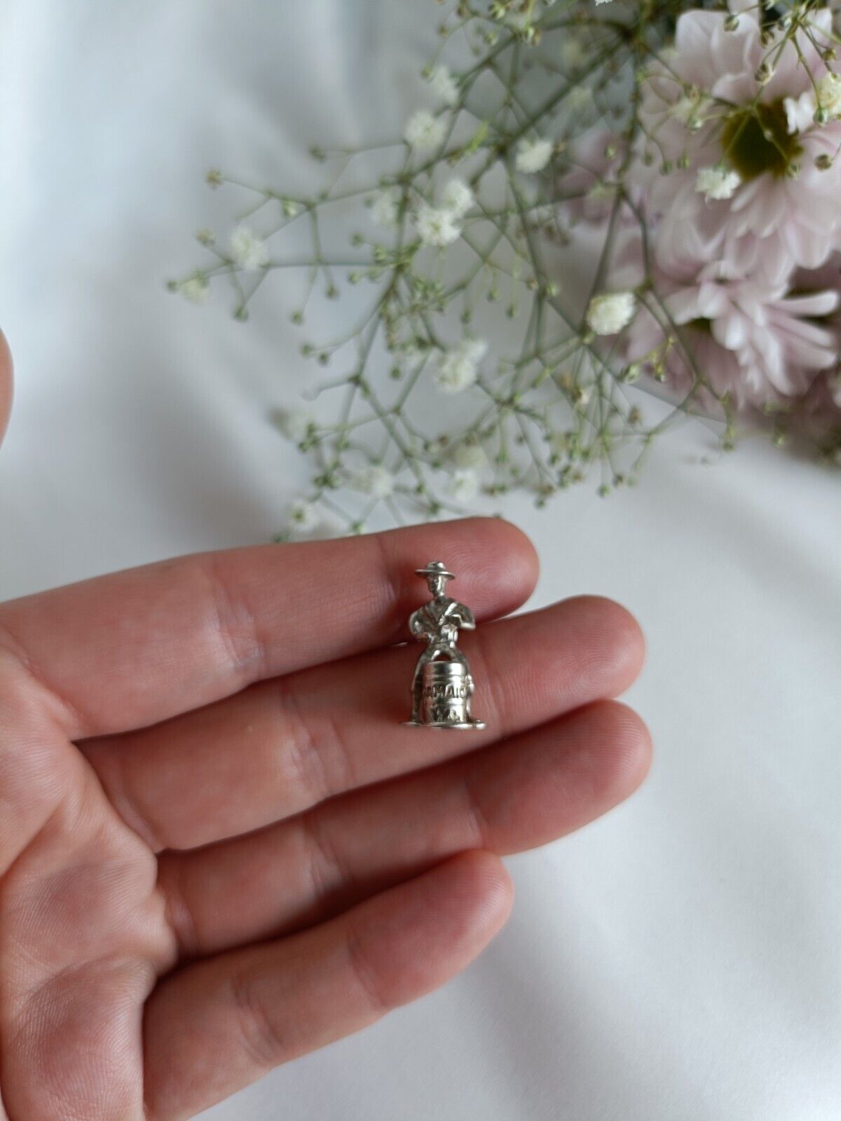 Sterling Silver Bongo Drum Jamaica Tourist Travel Charm Or Small Pendant