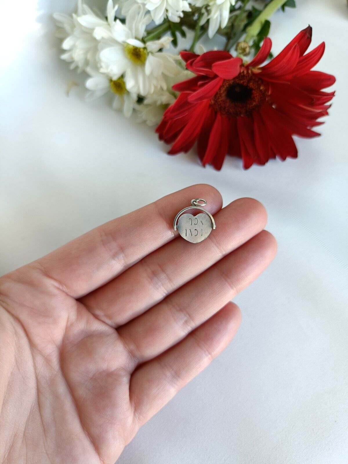 Vintage Sterling Silver Hidden Message "I love You" Spinning Heart Charm