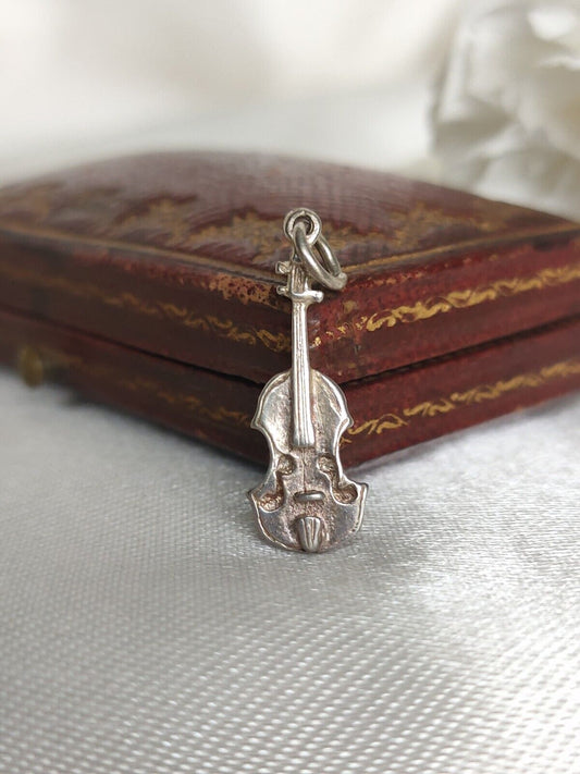 Vintage 925 Sterling Silver Cello Instrument Charm Pendant