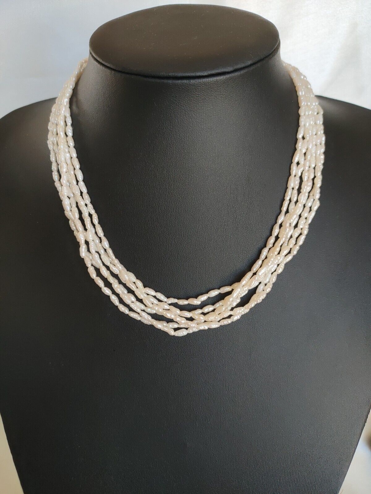 Vintage 14ct Gold 6 Strand Natural Rice Pearl Necklace 44.5cm