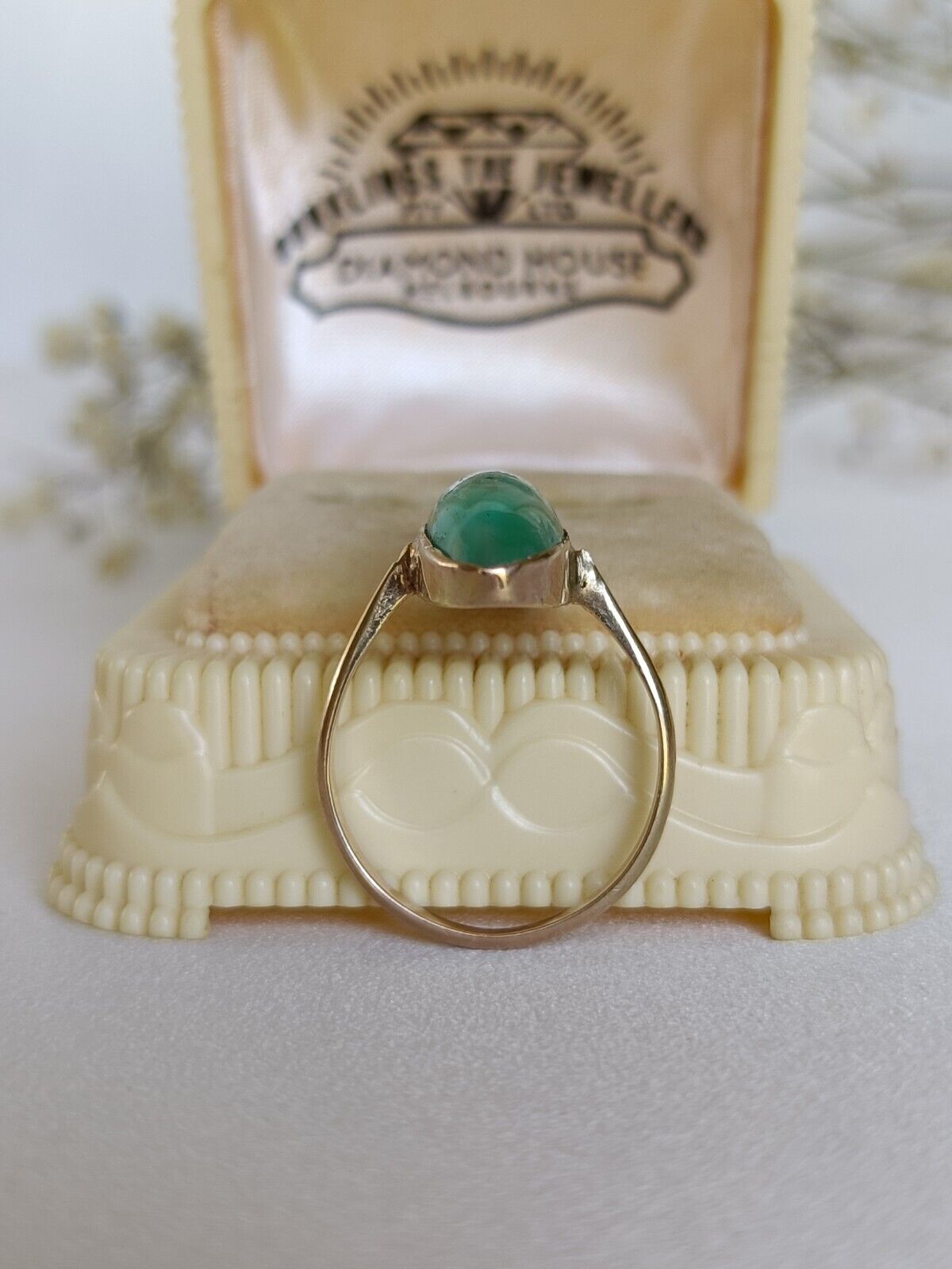 Antique Australian 9ct Gold & Amazonite Navette Ring By William Drummond & Co