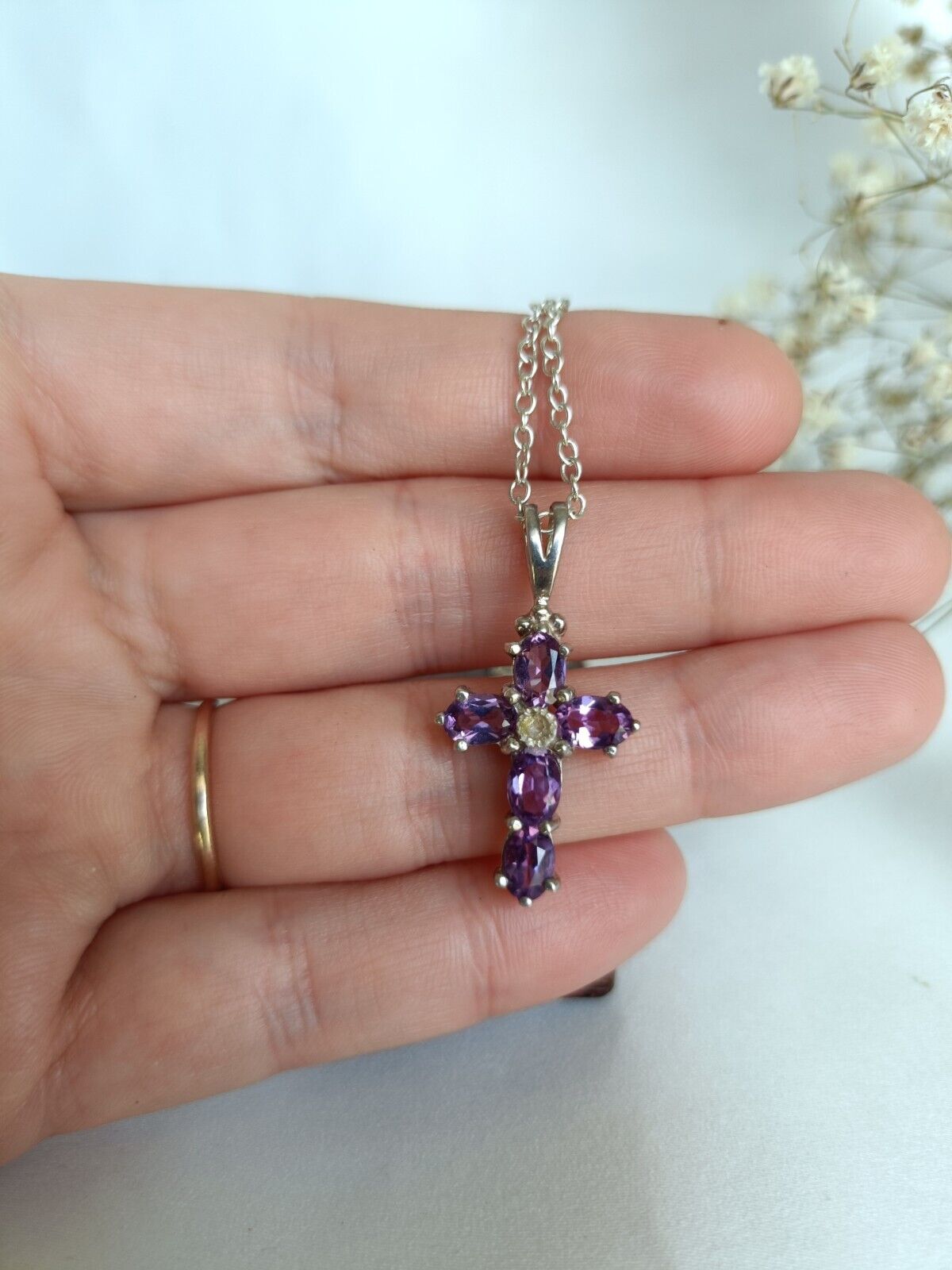 Sterling Silver & Amethyst Cross Pendant