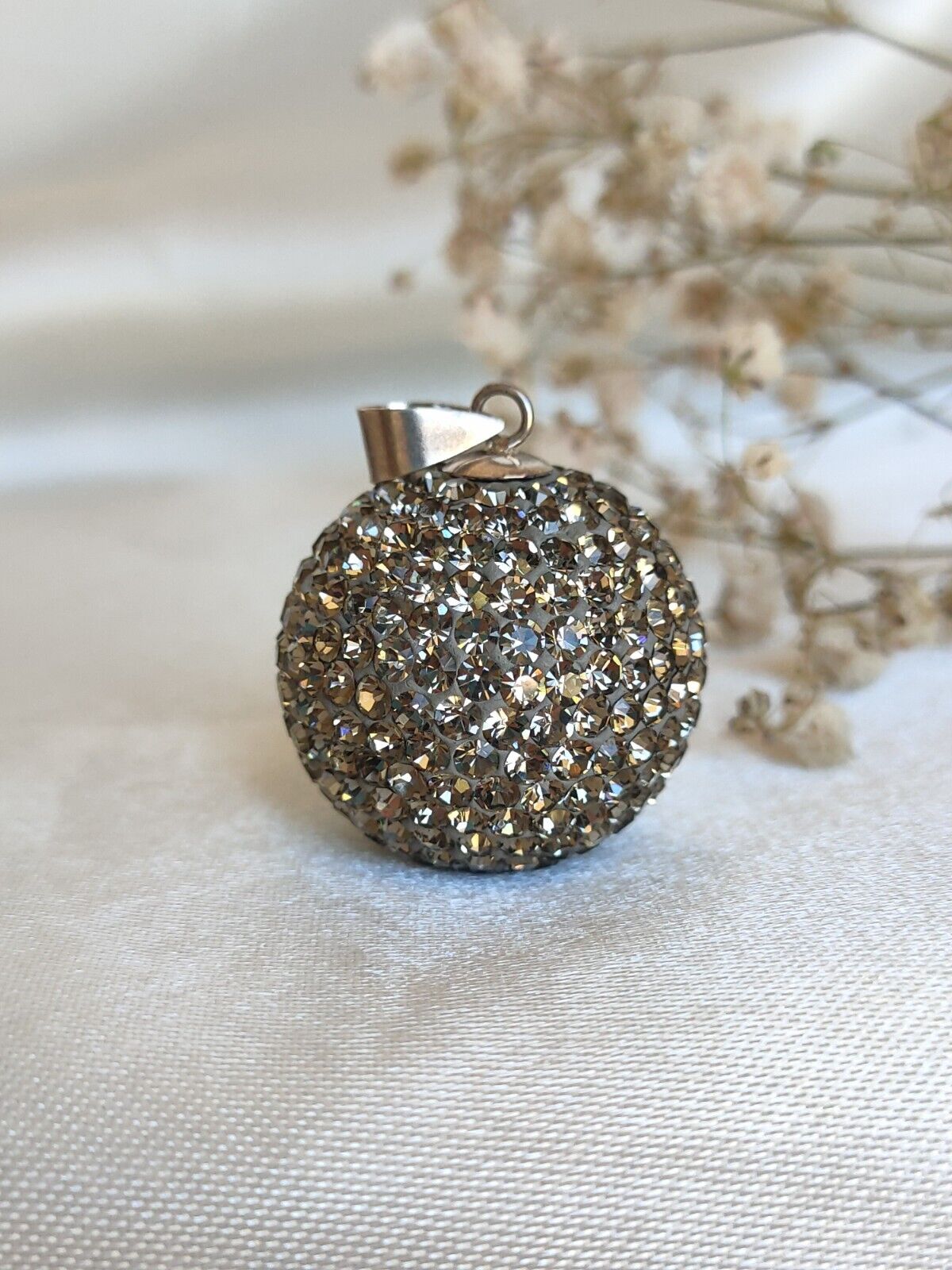 925 Sterling Silver Large CZ Disco Ball Pendant