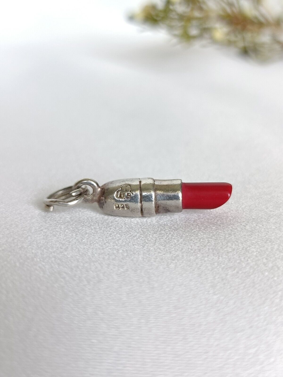 Y2K Sterling Silver & Enamel Red Lipstick Charm Or Pendant