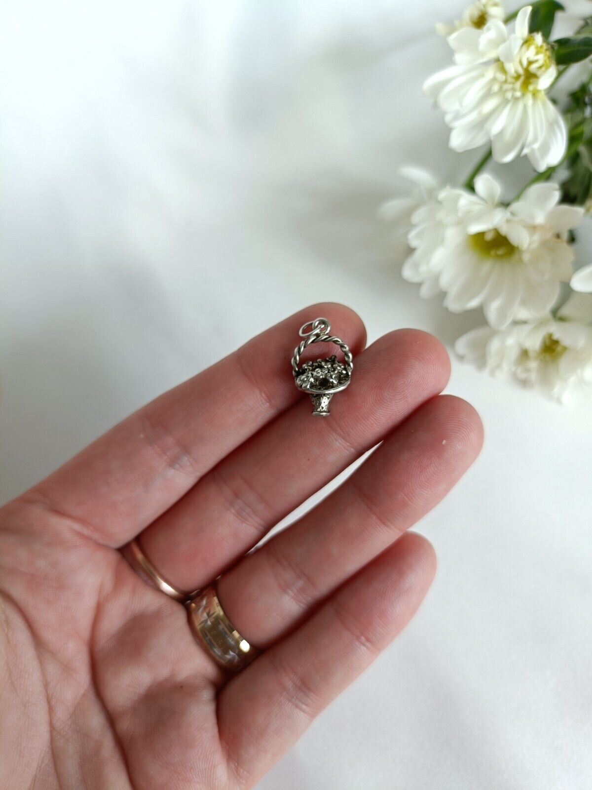 Vintage Sterling Silver Bouquet Of Flowers Charm Or  Pendant