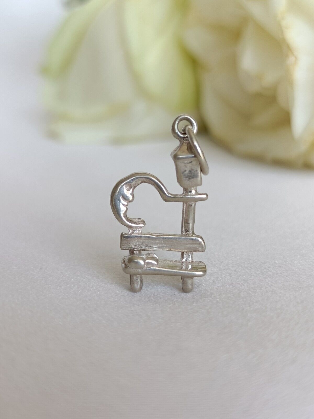 Vintage Sterling Silver Man In The Moon Bench Seat Charm