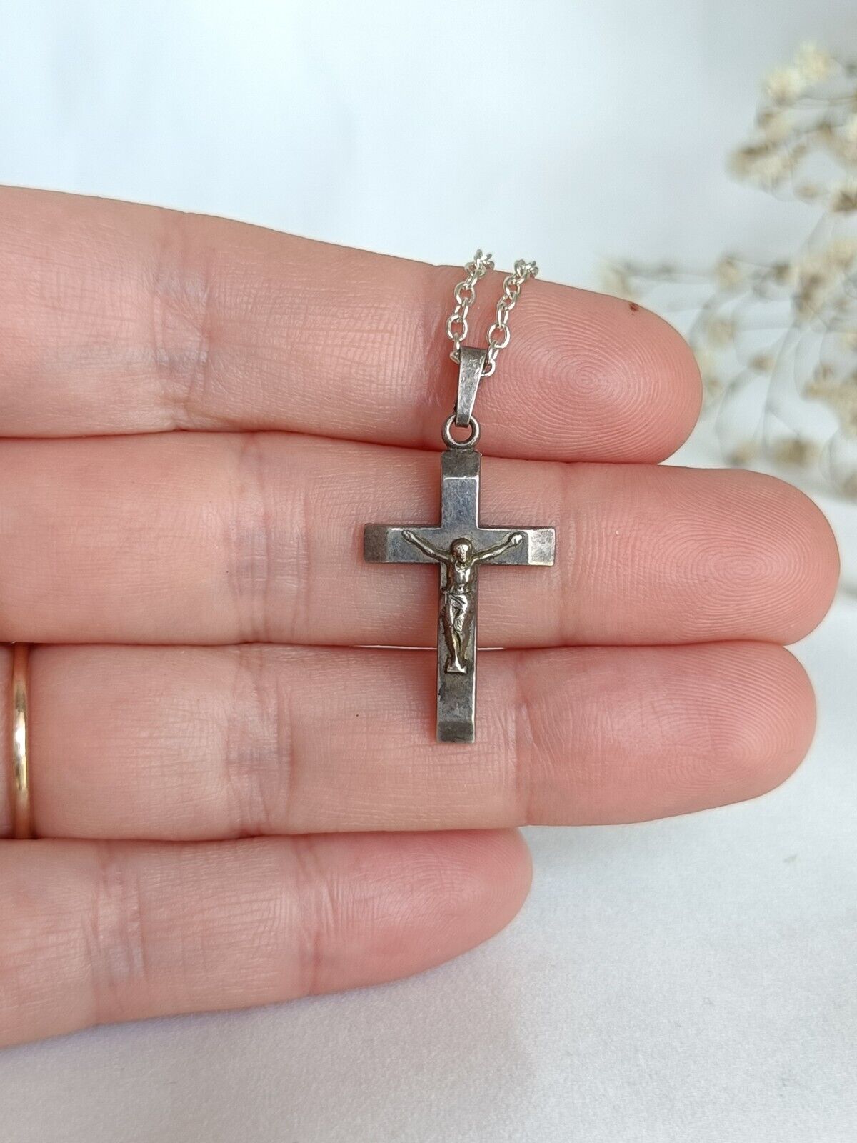 Vintage 925 Sterling Silver Jesus Crucifix Cross Pendant