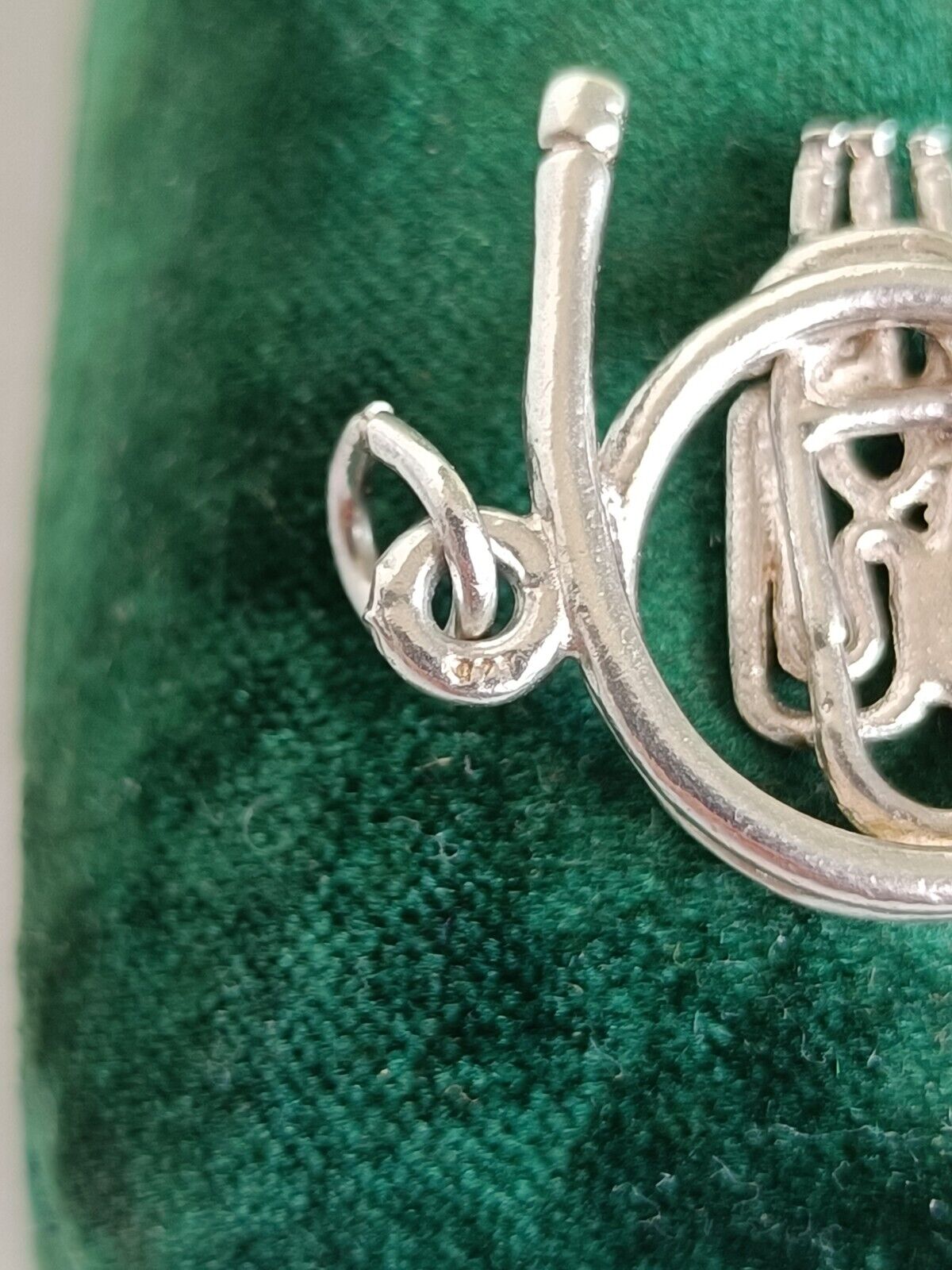 Vintage Sterling Silver French Horn Charm Or Pendant