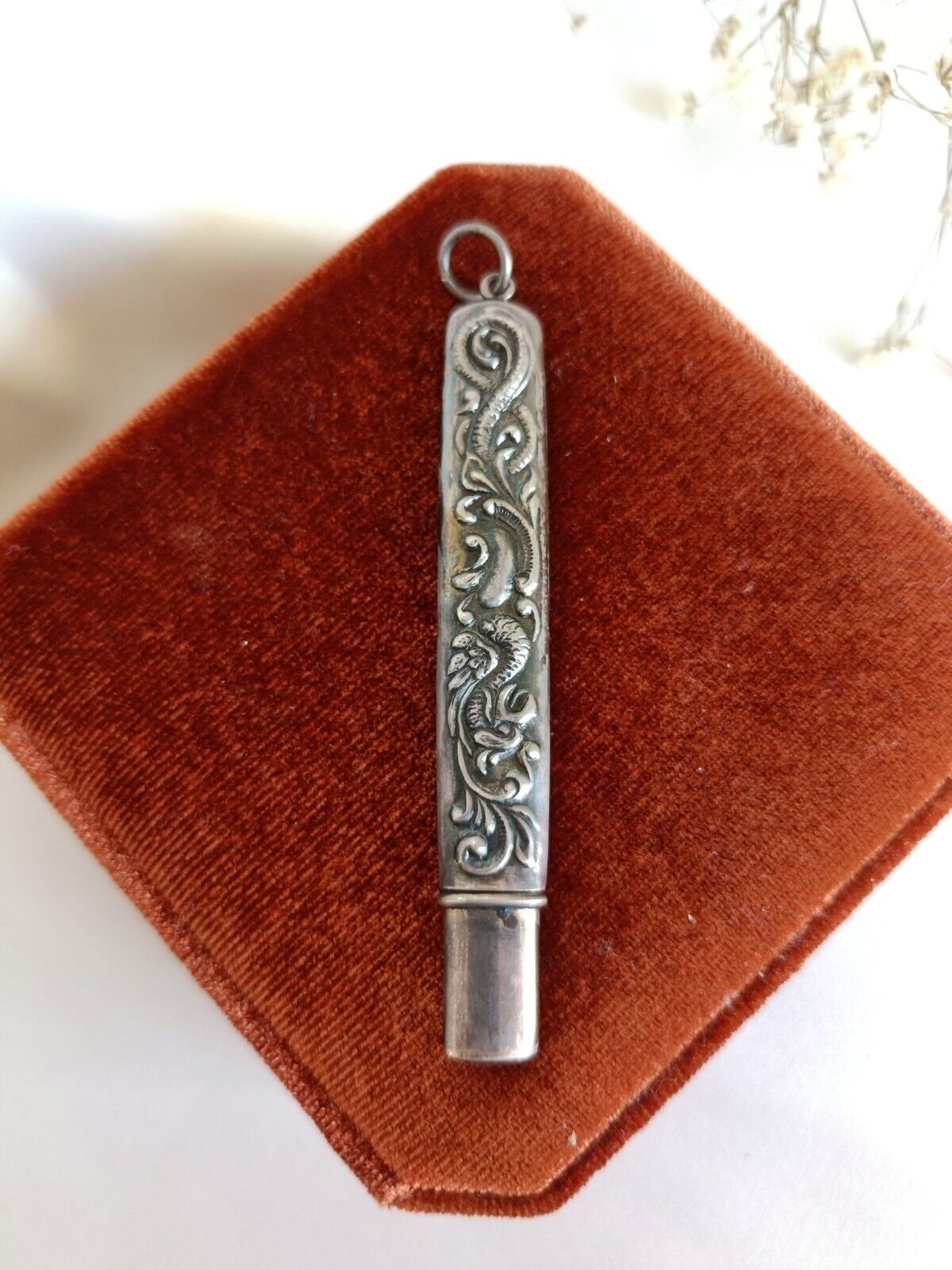 Vintage 925 Sterling Silver Pencil/Sewing Needle Holder Multi Use Pendant