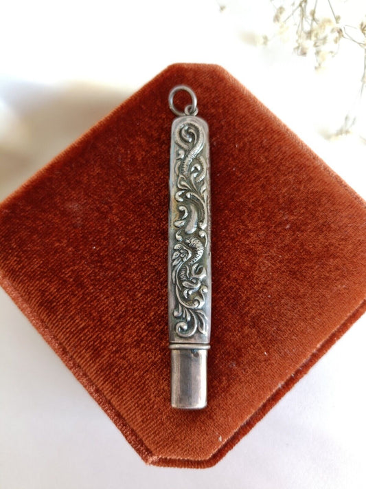 Vintage 925 Sterling Silver Pencil/Sewing Needle Holder Multi Use Pendant