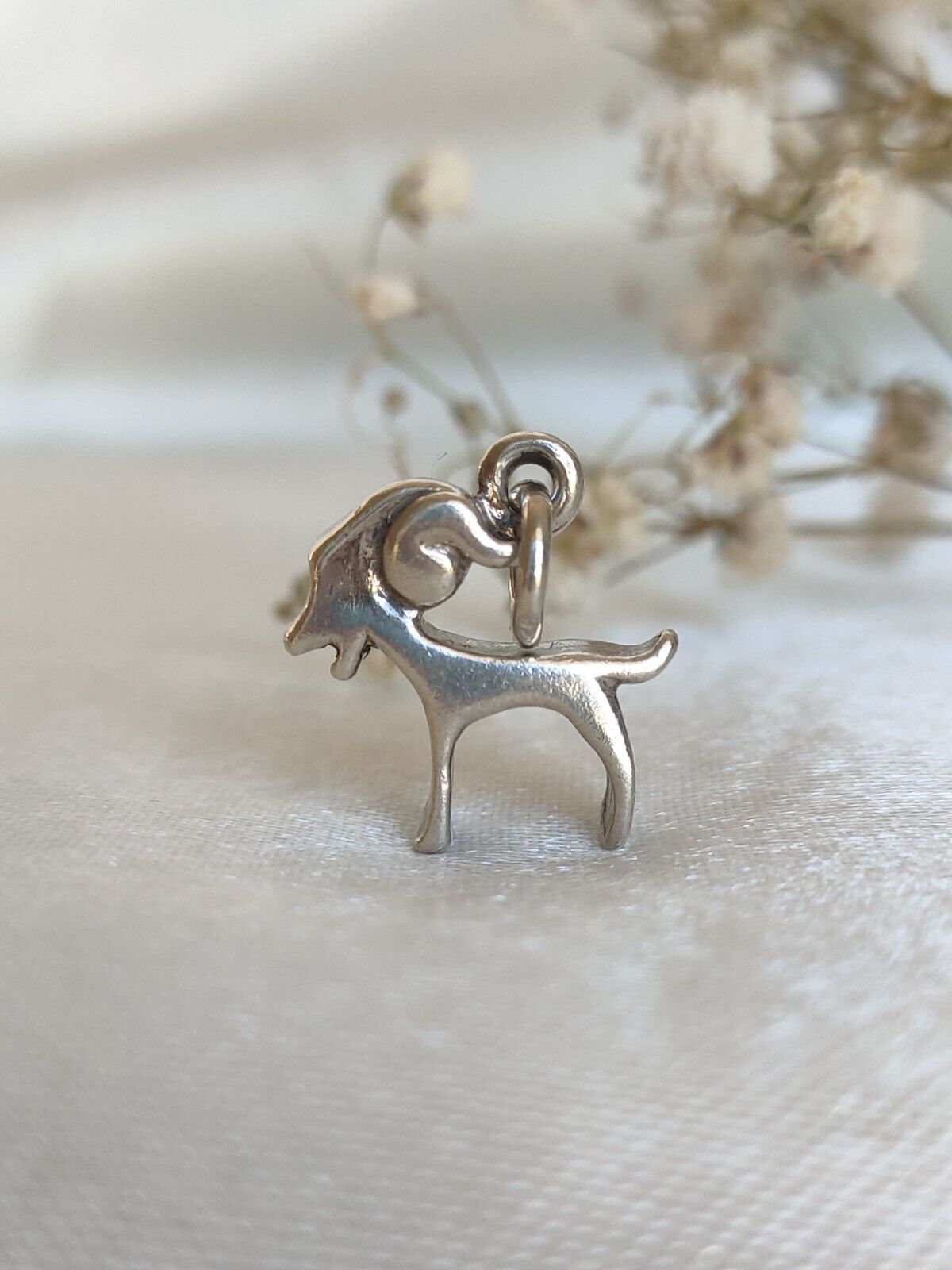 Vintage 925 Sterling Silver Aries Zodiac Ram Pendant Or Charm