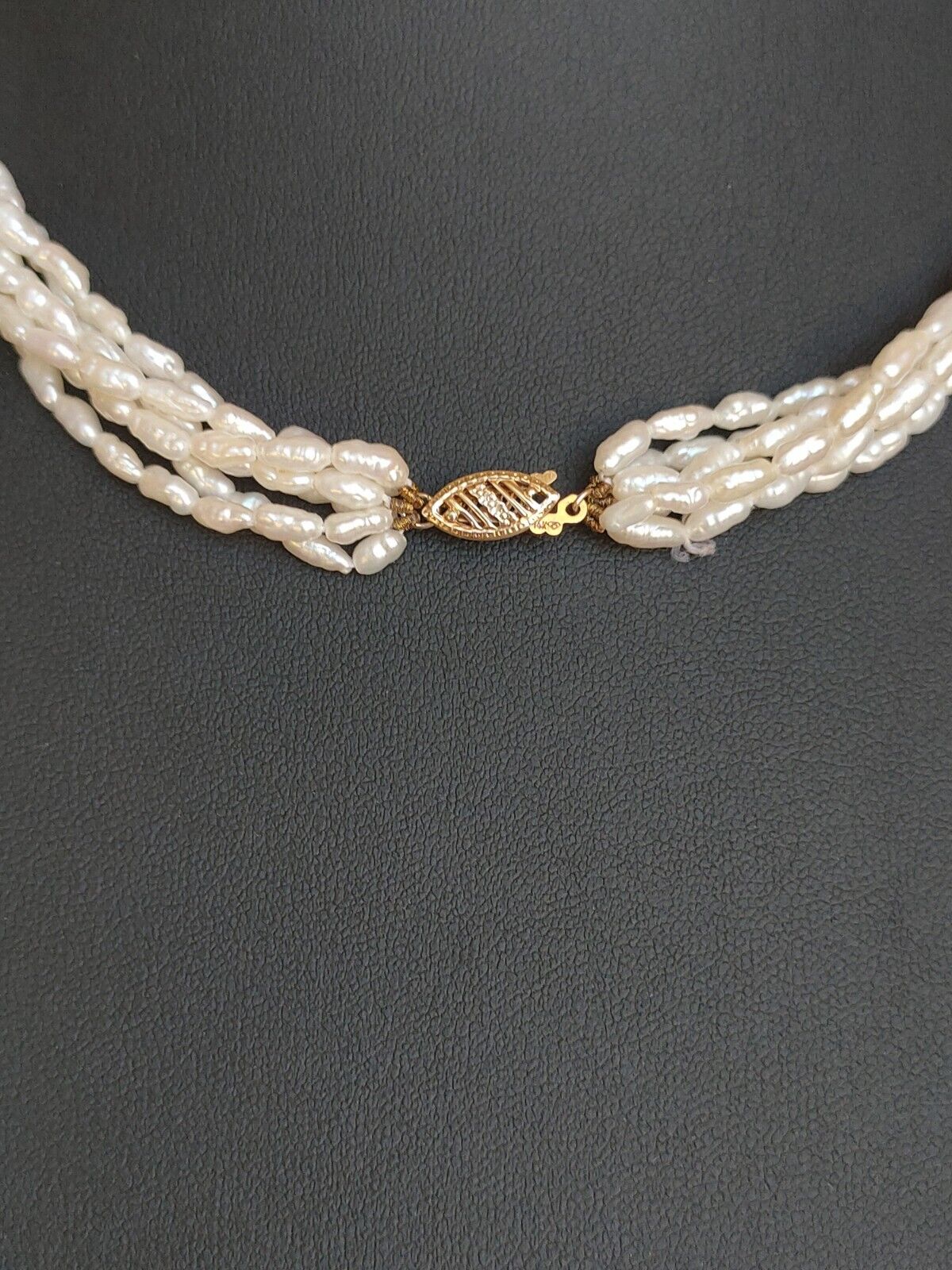 Vintage 14ct Gold 6 Strand Natural Rice Pearl Necklace 44.5cm