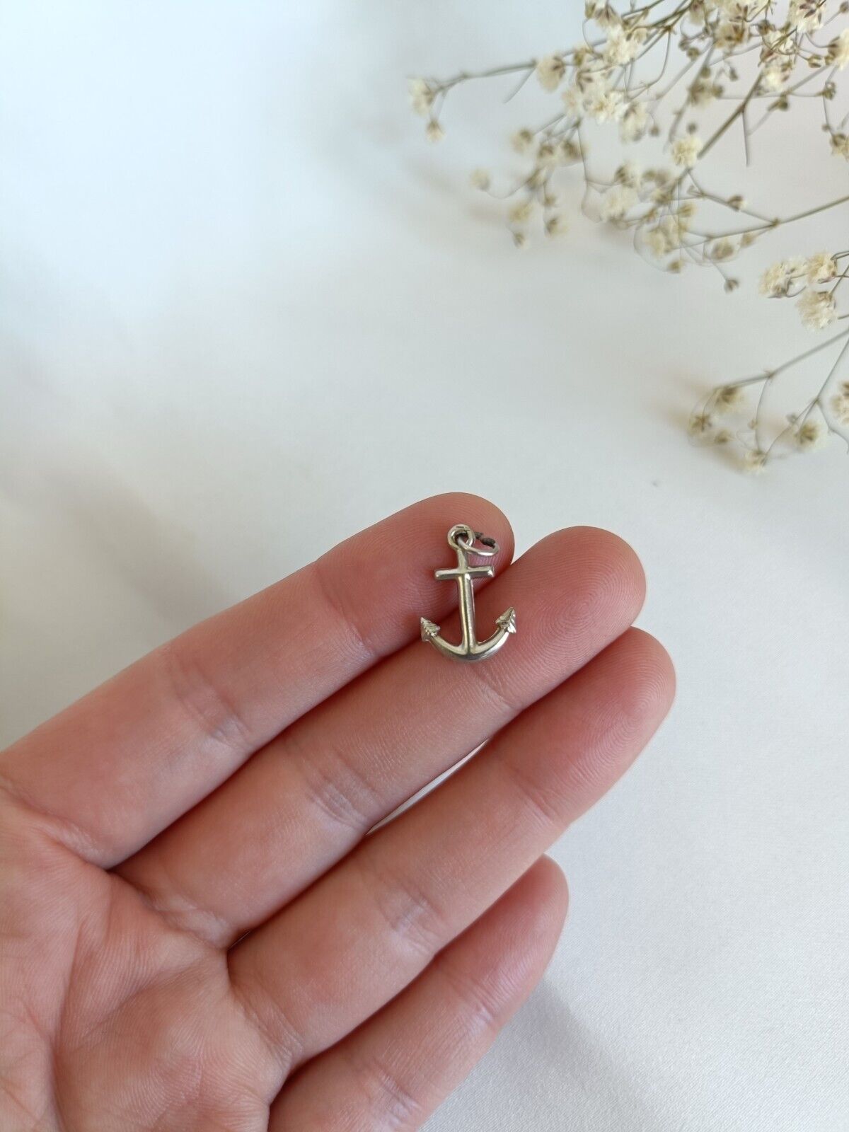 Vintage 925 Sterling Silver Anchor Marine Charm Or Small Pendant