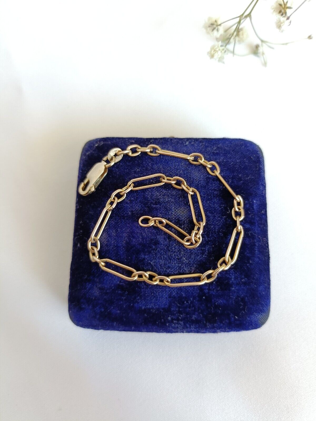 9ct Yellow Gold Italian Trombone Link Bracelet  19cm