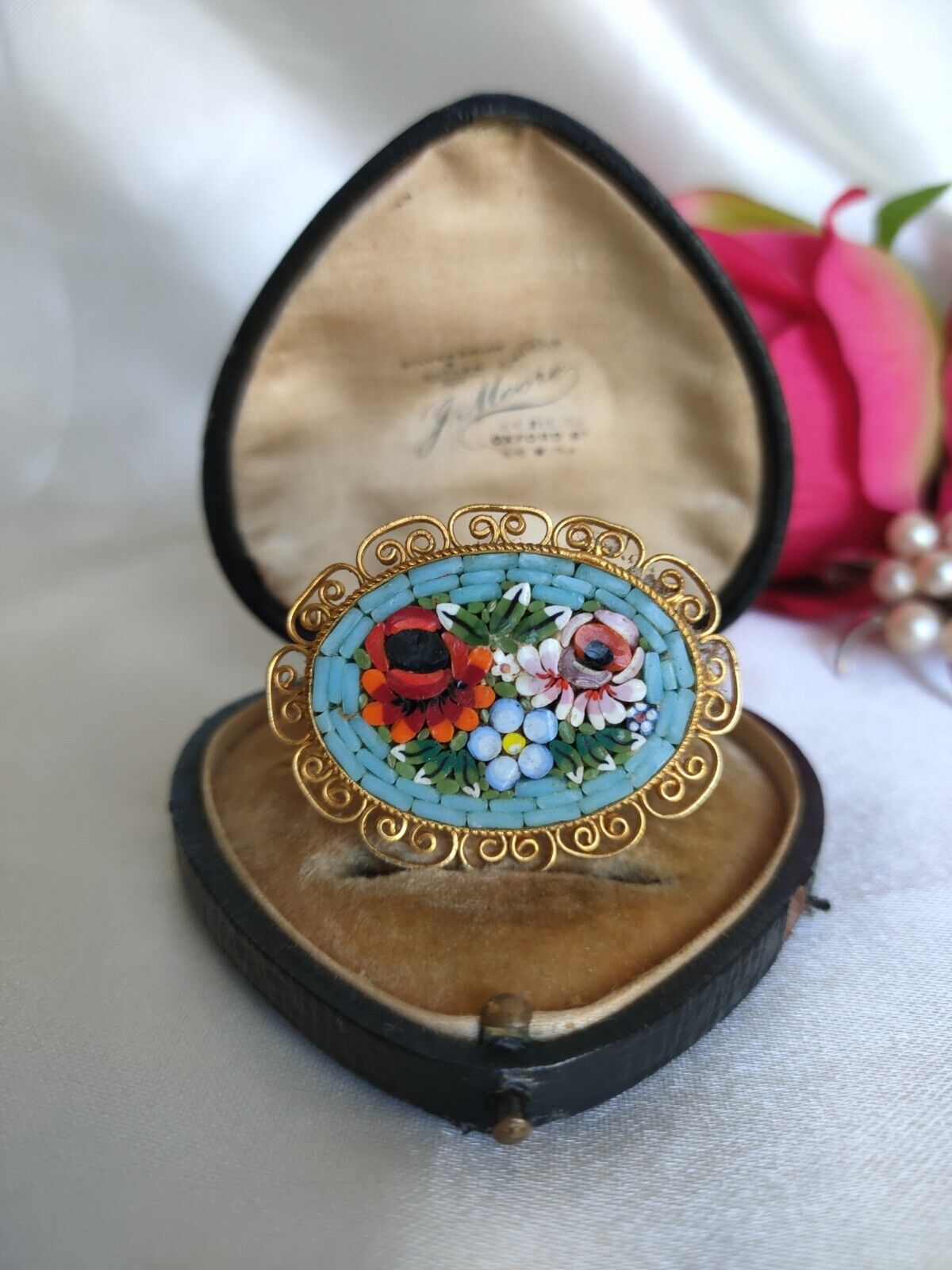 Vintage Italian Millefiori Glass Micro Mosaic Brooch