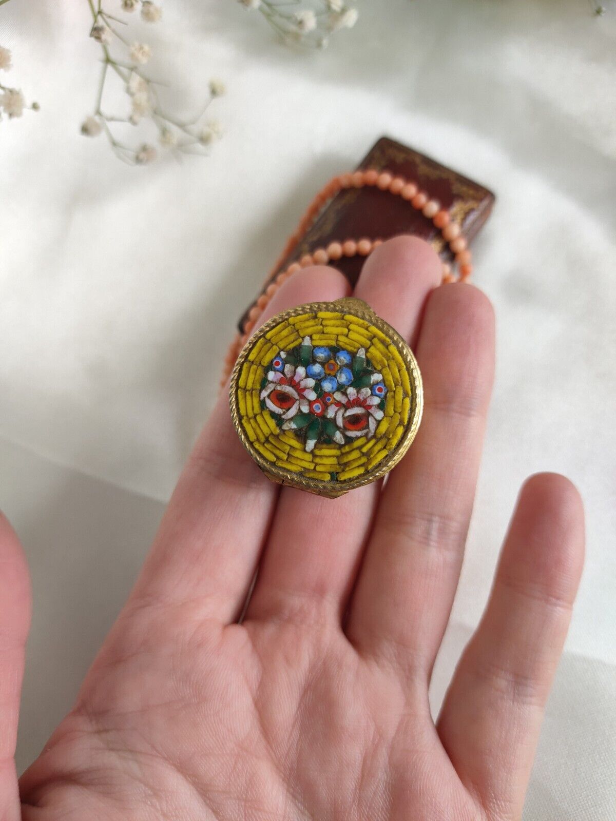 Vintage Italian Millefiori Micro Mosaic Lidded Trinket Box