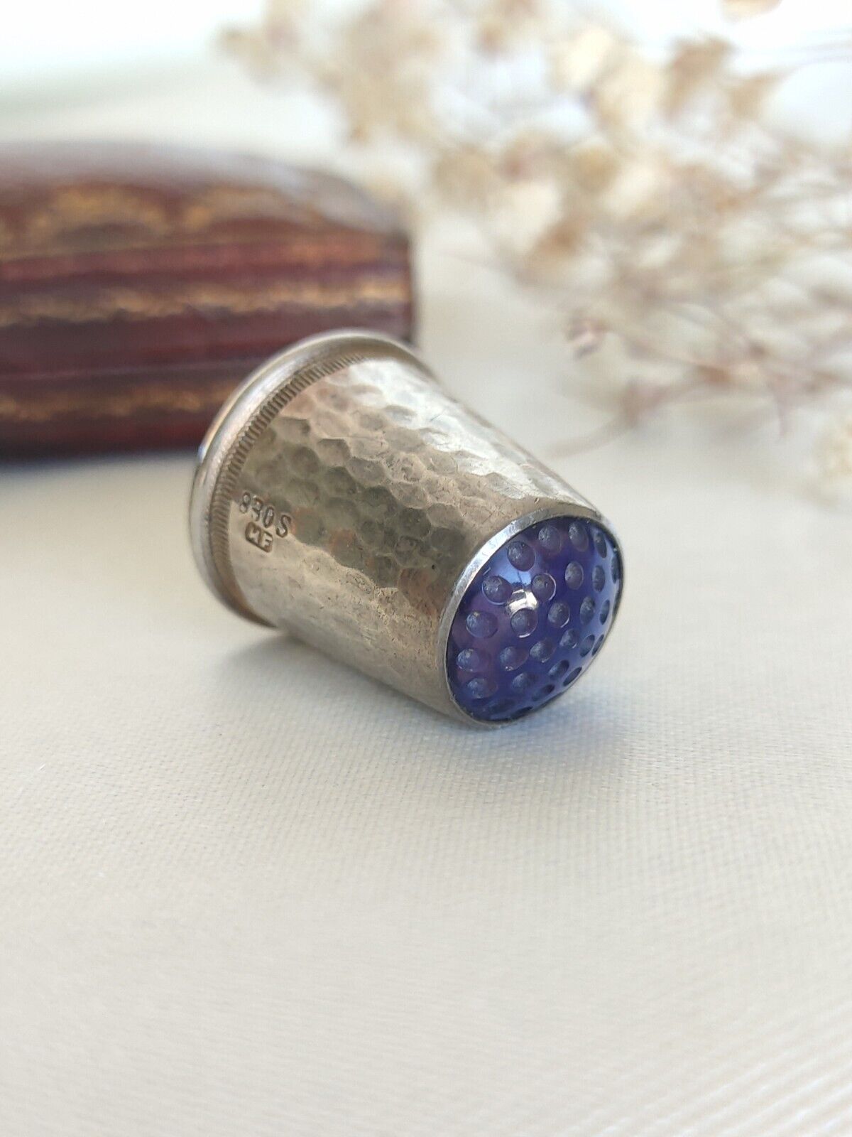 Antique/ Vintage Danish Holger Fischer 830 Silver & Amethyst Thimble