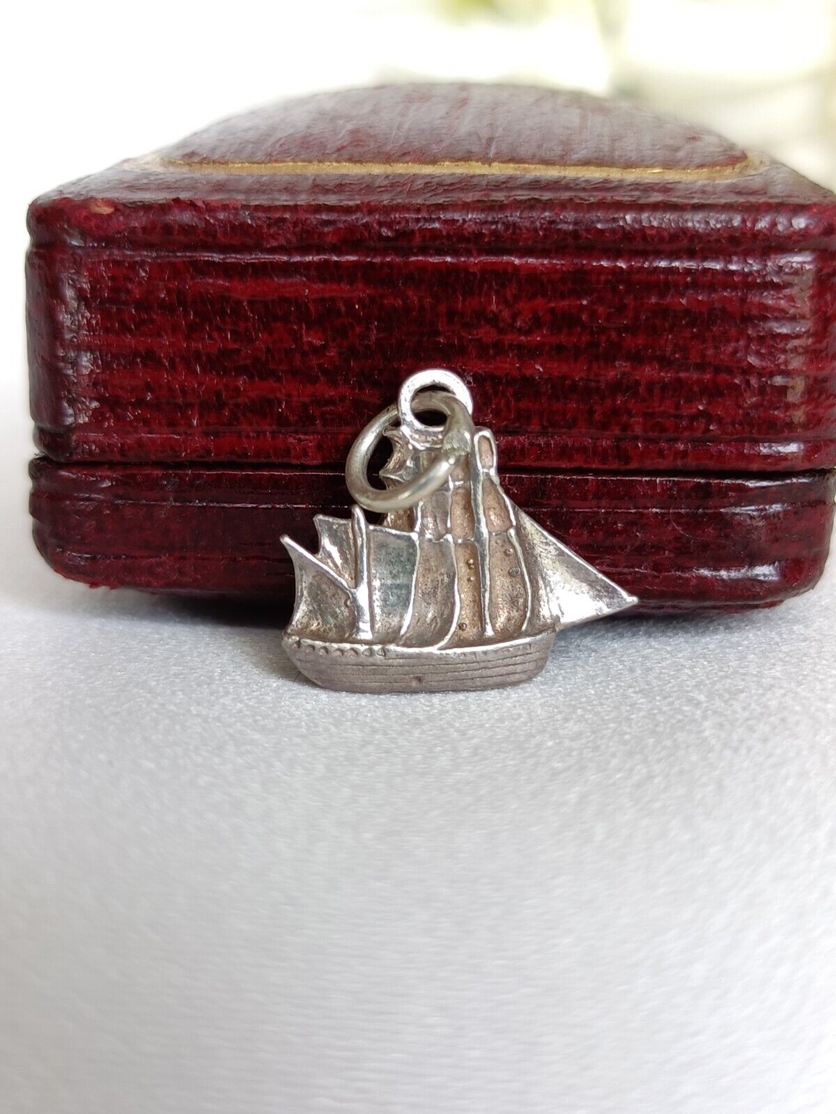 Vintage Sterling Silver Sailing Boat Or Pirates Ship Charm Or Small Pendant