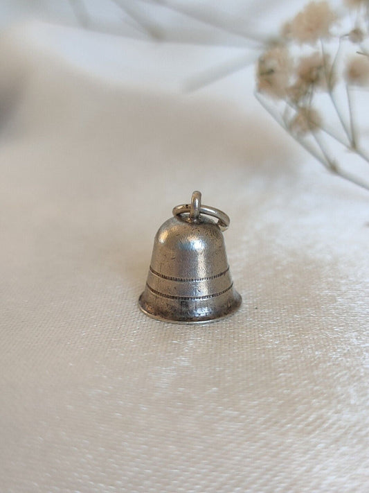 Vintage 925 Sterling Silver Small Functional Bell Charm Or Pendant