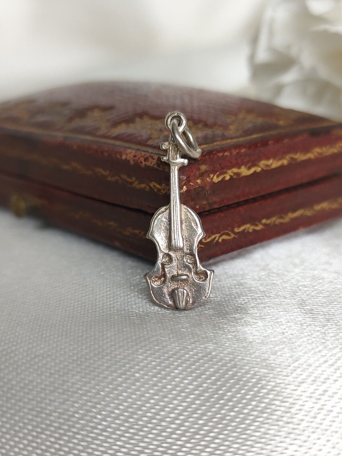 Vintage 925 Sterling Silver Cello Instrument Charm Pendant