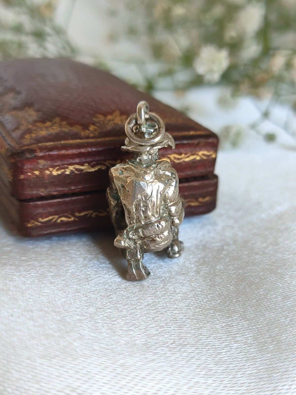 Vintage 925 Sterling Silver Gold Miner Man Charm Or Pendant