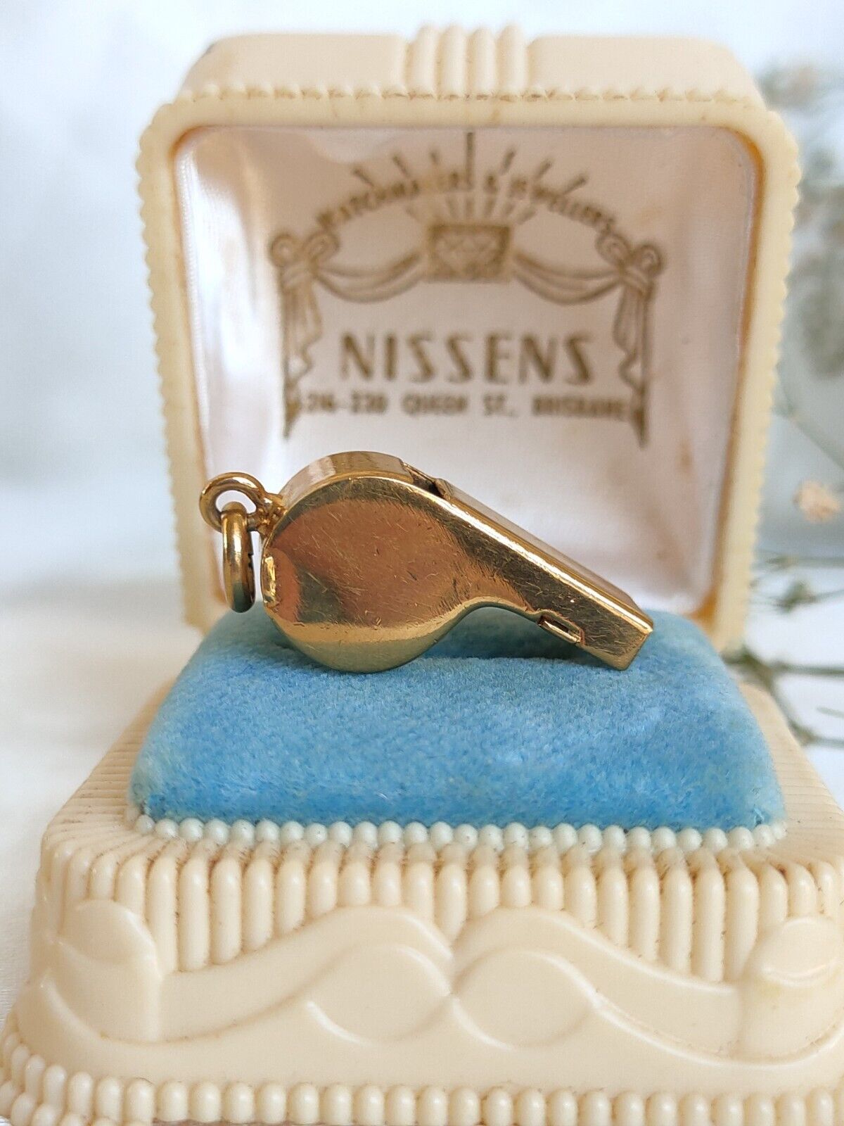 Vintage 9ct Yellow Gold Functional Whistle Pendant