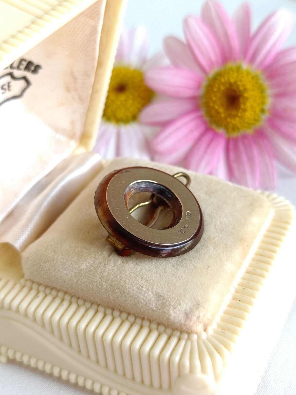 Antique Victorian 9ct Old Rose Gold & Tortoise Shell Barrette Hairclip Hair Pin