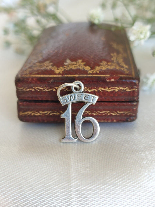 Vintage 925 Sterling Silver Sweet 16 Birthday Pendant Or Charm