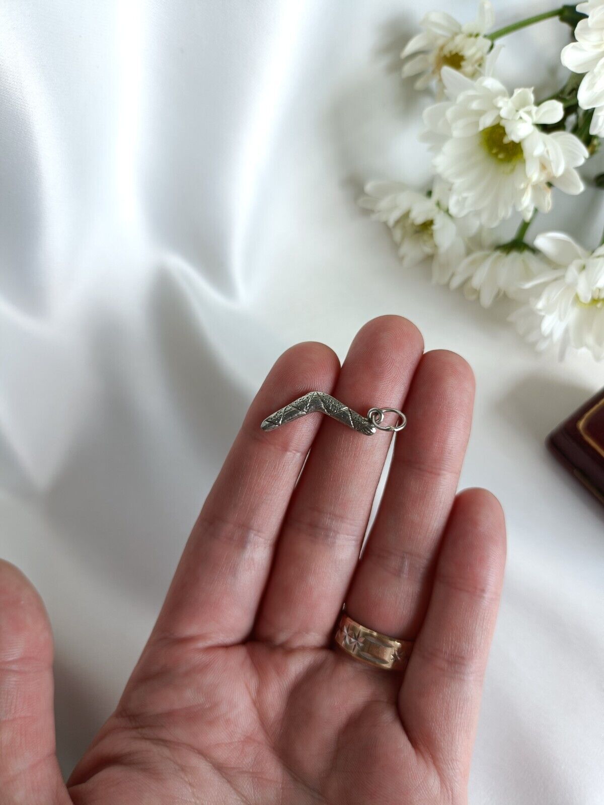 Vintage Sterling Silver Boomerang Charm Or Pendant