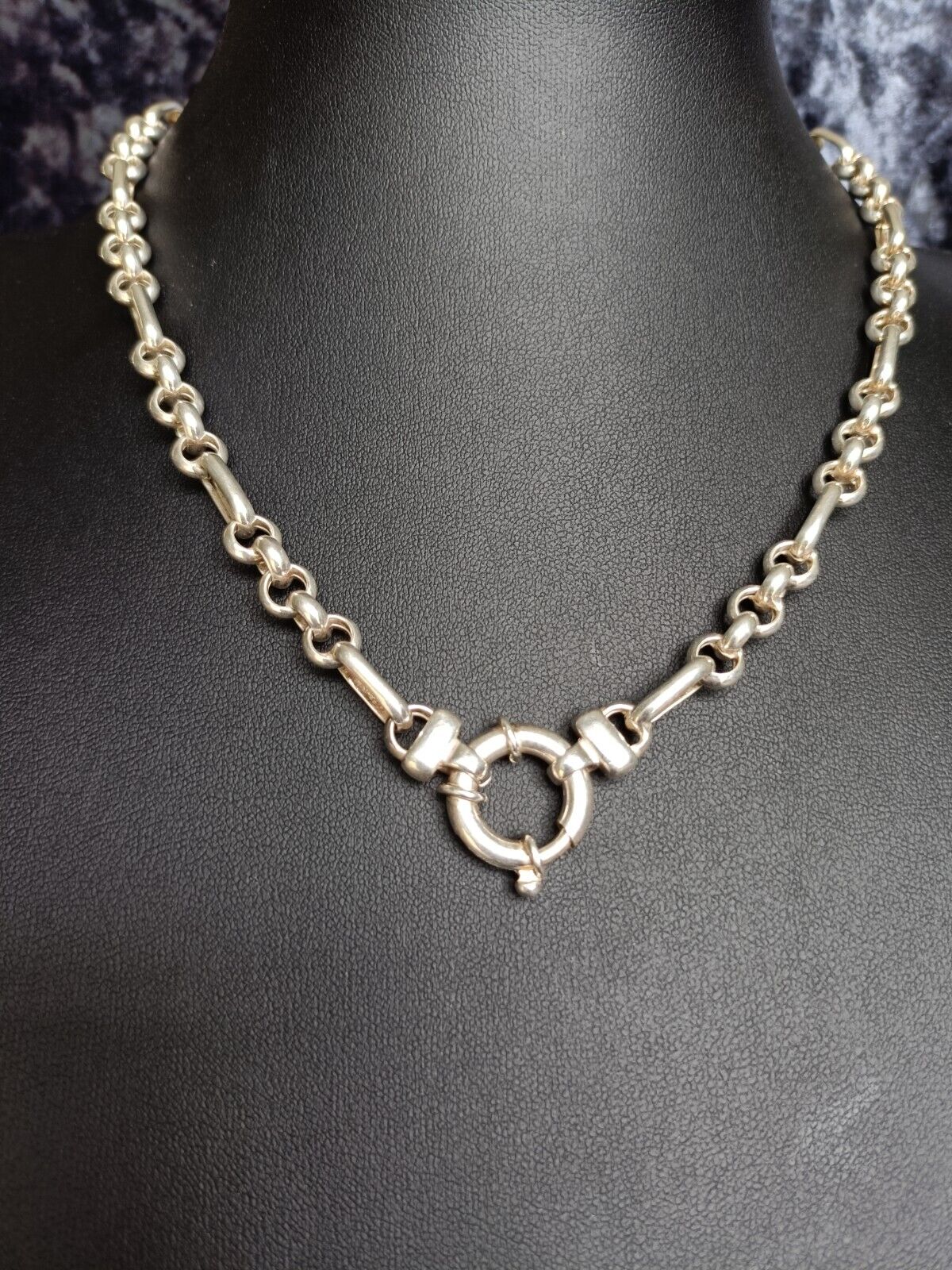 Italian 925 Sterling Silver Round And Oval Link Chain Necklace 46cm