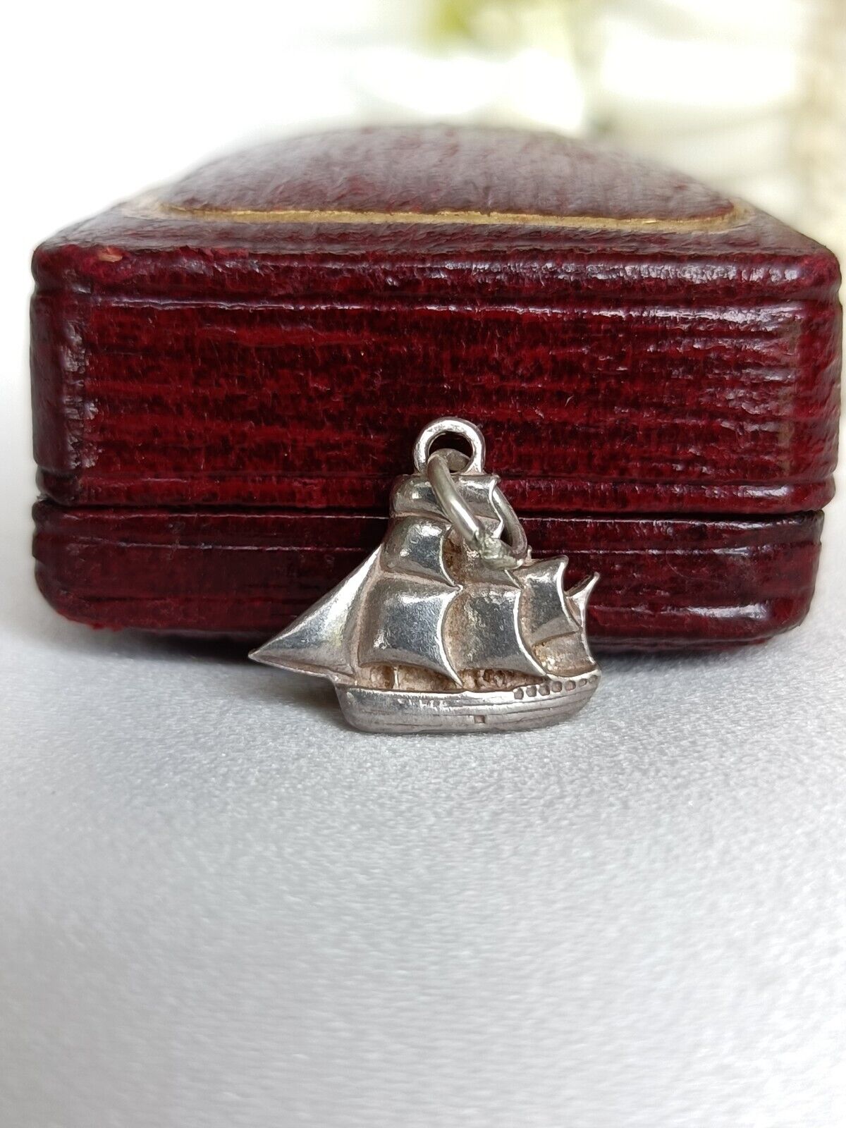 Vintage Sterling Silver Sailing Boat Or Pirates Ship Charm Or Small Pendant