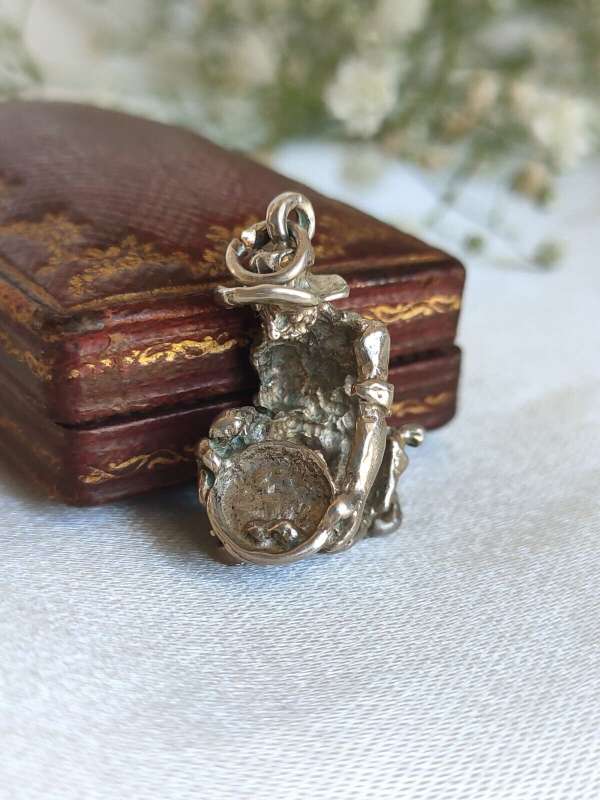 Vintage 925 Sterling Silver Gold Miner Man Charm Or Pendant