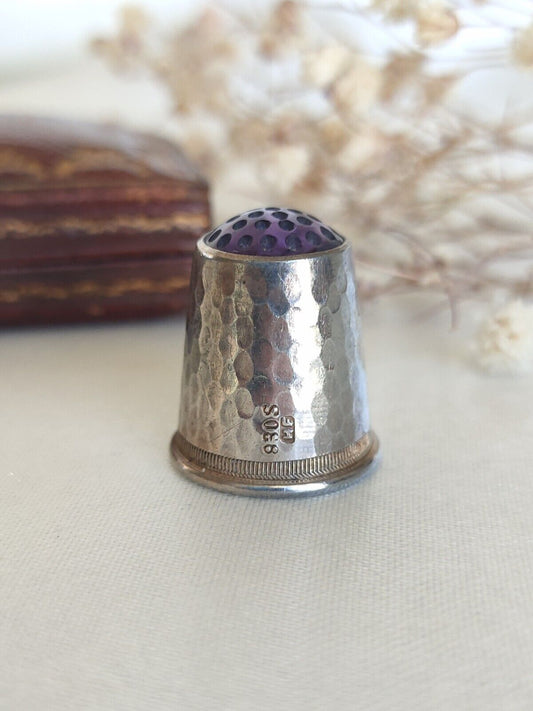 Antique/ Vintage Danish Holger Fischer 830 Silver & Amethyst Thimble