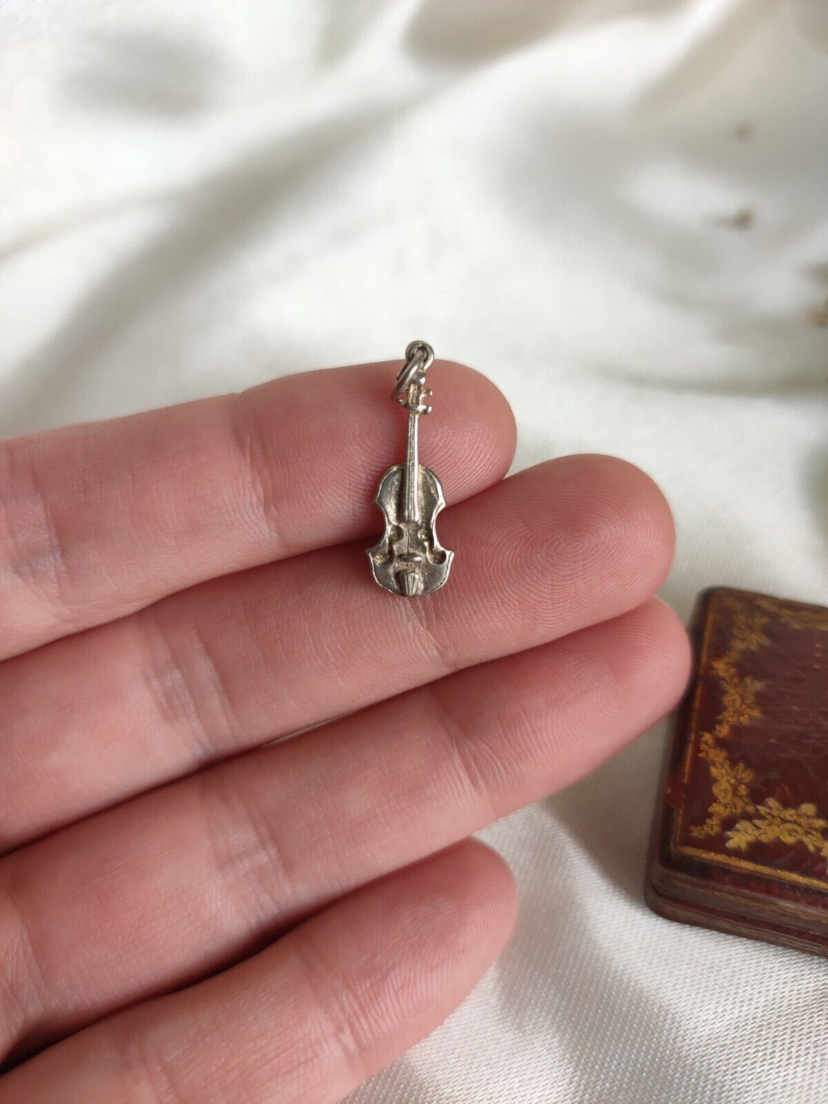 Vintage 925 Sterling Silver Cello Instrument Charm Pendant