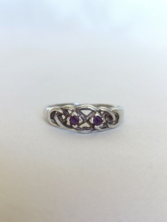 vintage sterling silver Y2K braid Knot design amethyst dress ring size 7 Or N