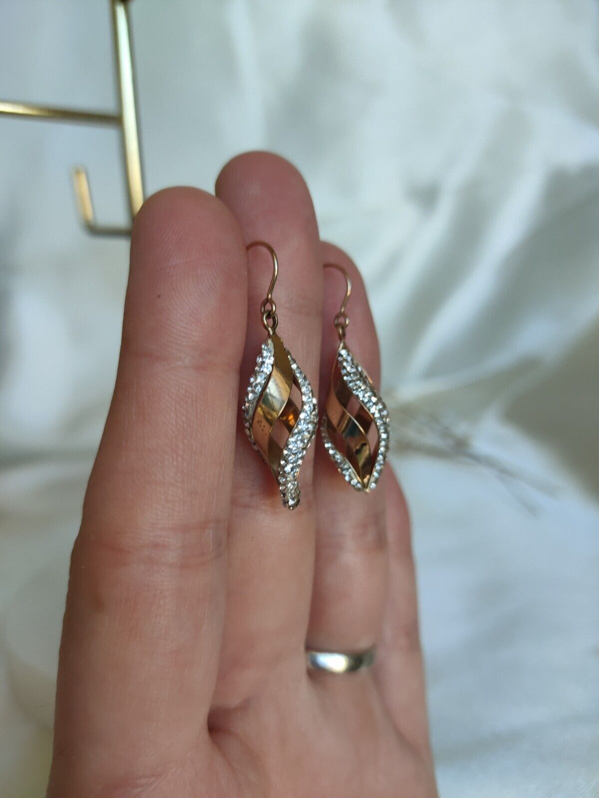 9ct Yellow Gold Sparkle Spiral Hook Drop Earrings