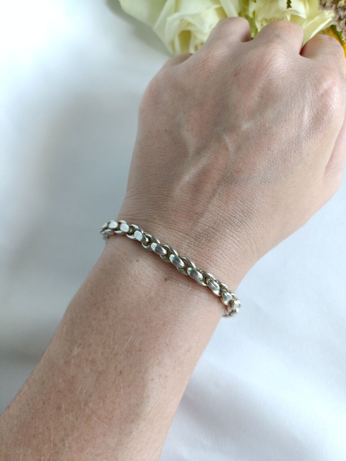 925 Sterling Silver Italian Made Fancy Link Bracelet 19.5cm