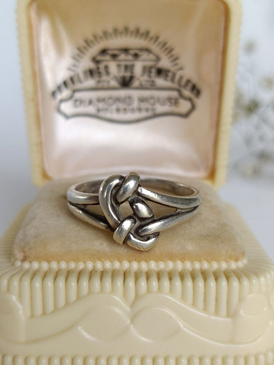 Unique Vintage 925 Sterling Silver Knot Style Ring Size 8 US Or P UK