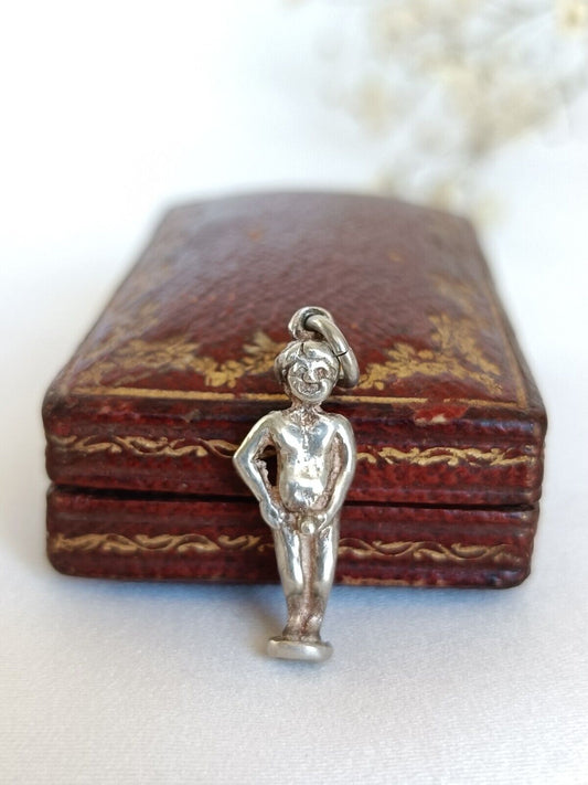 Vintage 70's Sterling Silver Maneken Pis Brussels Statue Charm Or Small Pendant