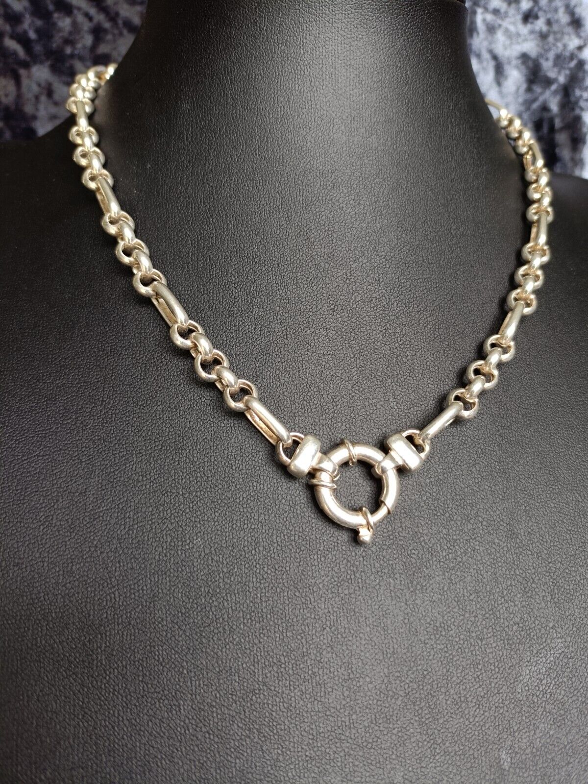 Italian 925 Sterling Silver Round And Oval Link Chain Necklace 46cm