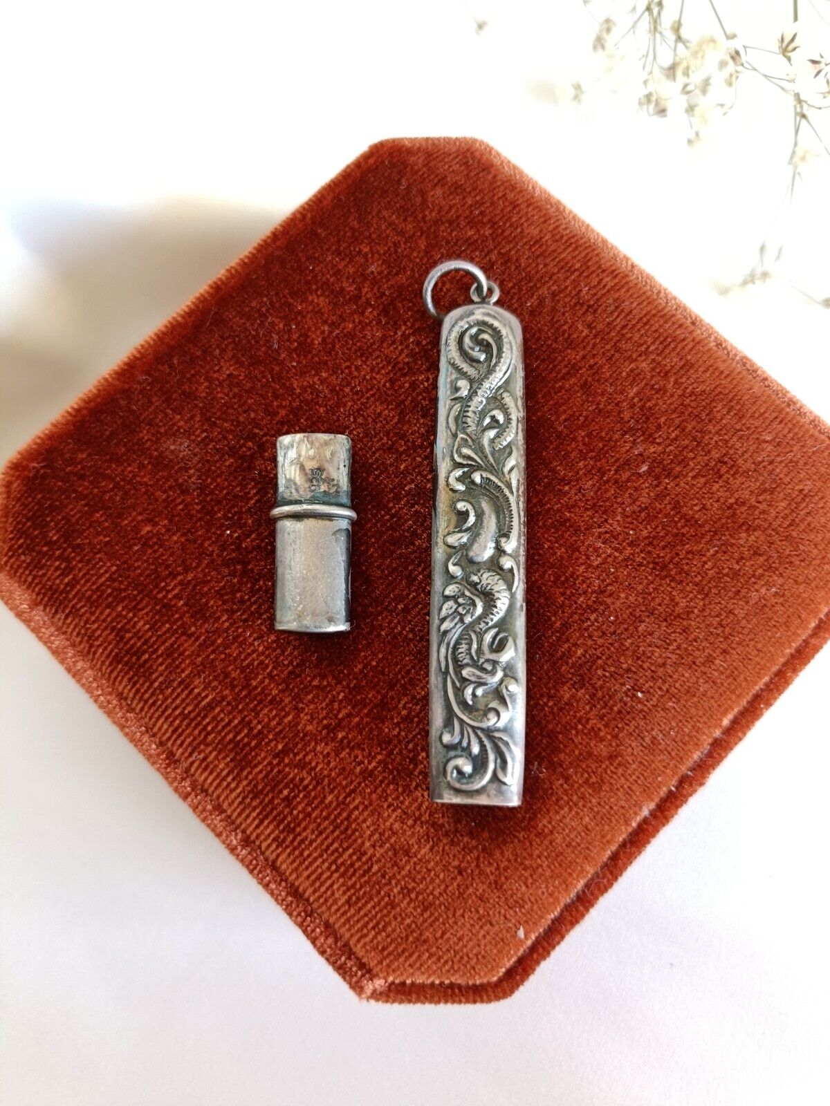 Vintage 925 Sterling Silver Pencil/Sewing Needle Holder Multi Use Pendant