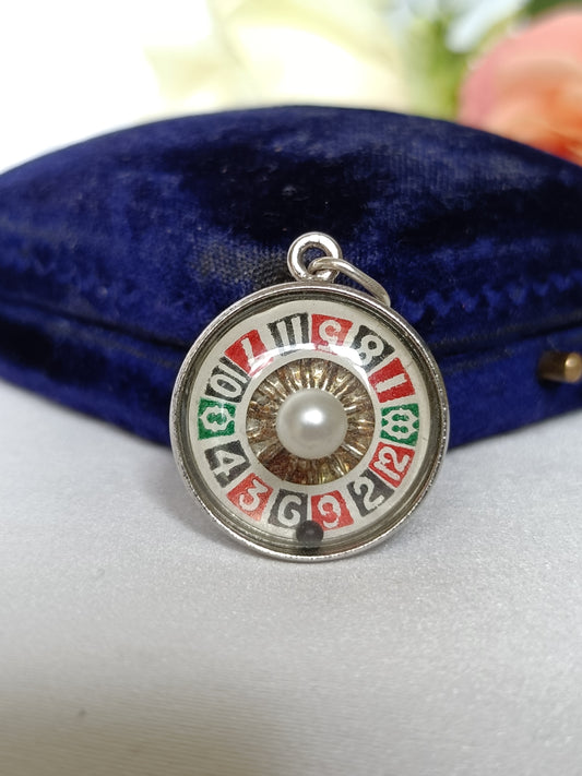 Vintage Las Vegas Sterling silver functional miniature Roulette charm or pendant