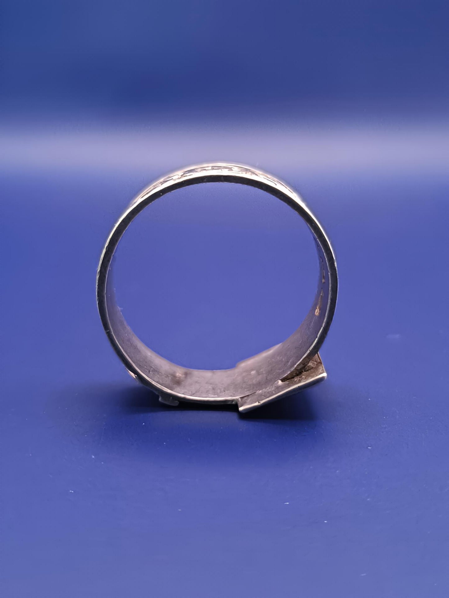 Antique Victorian 1883c Sterling Silver Wide Band Buckle Ring Size 6.5 Or M