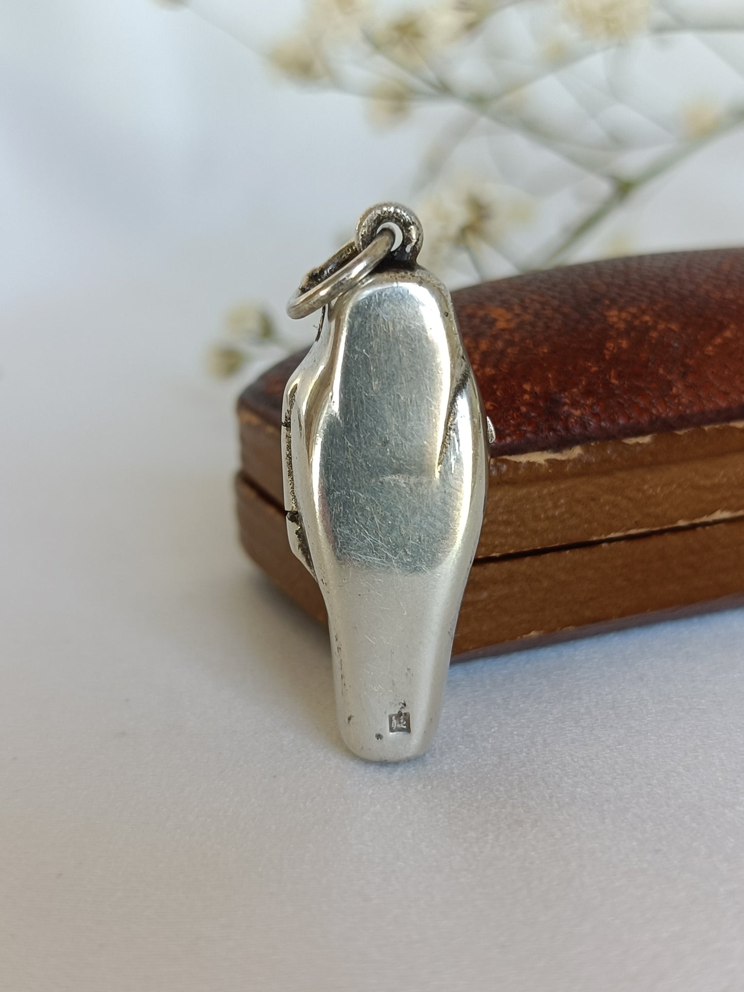 Vintage Egyptian 800 silver sarcophagus locket & mummy pendant