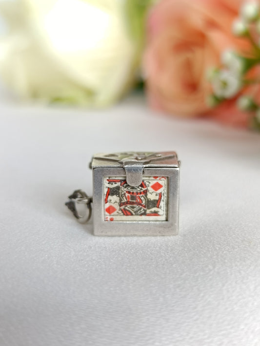 Vintage Sterling silver miniature deck of cards charm or small pendant