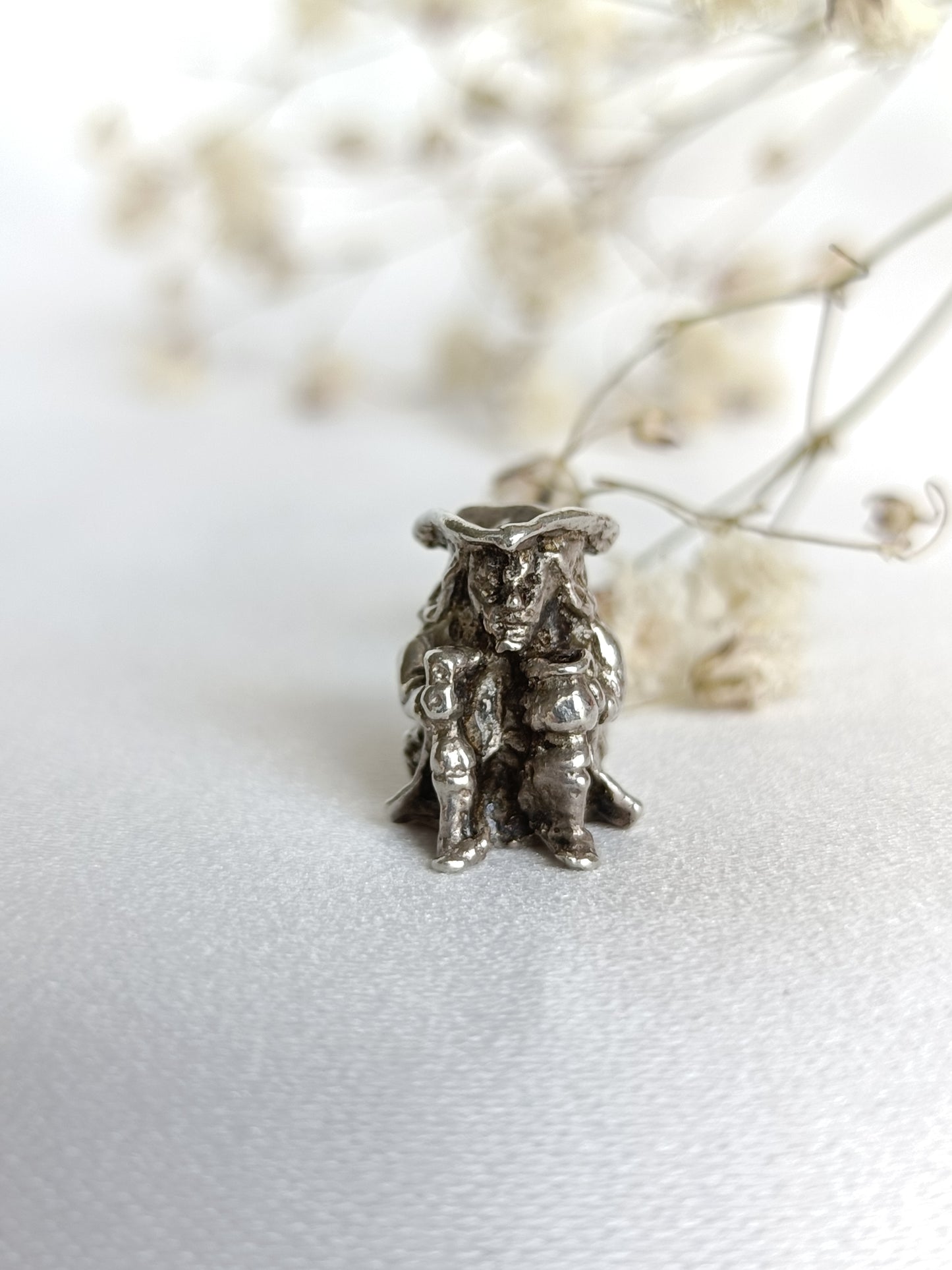 Vintage sterling silver pirate Toby jug charm