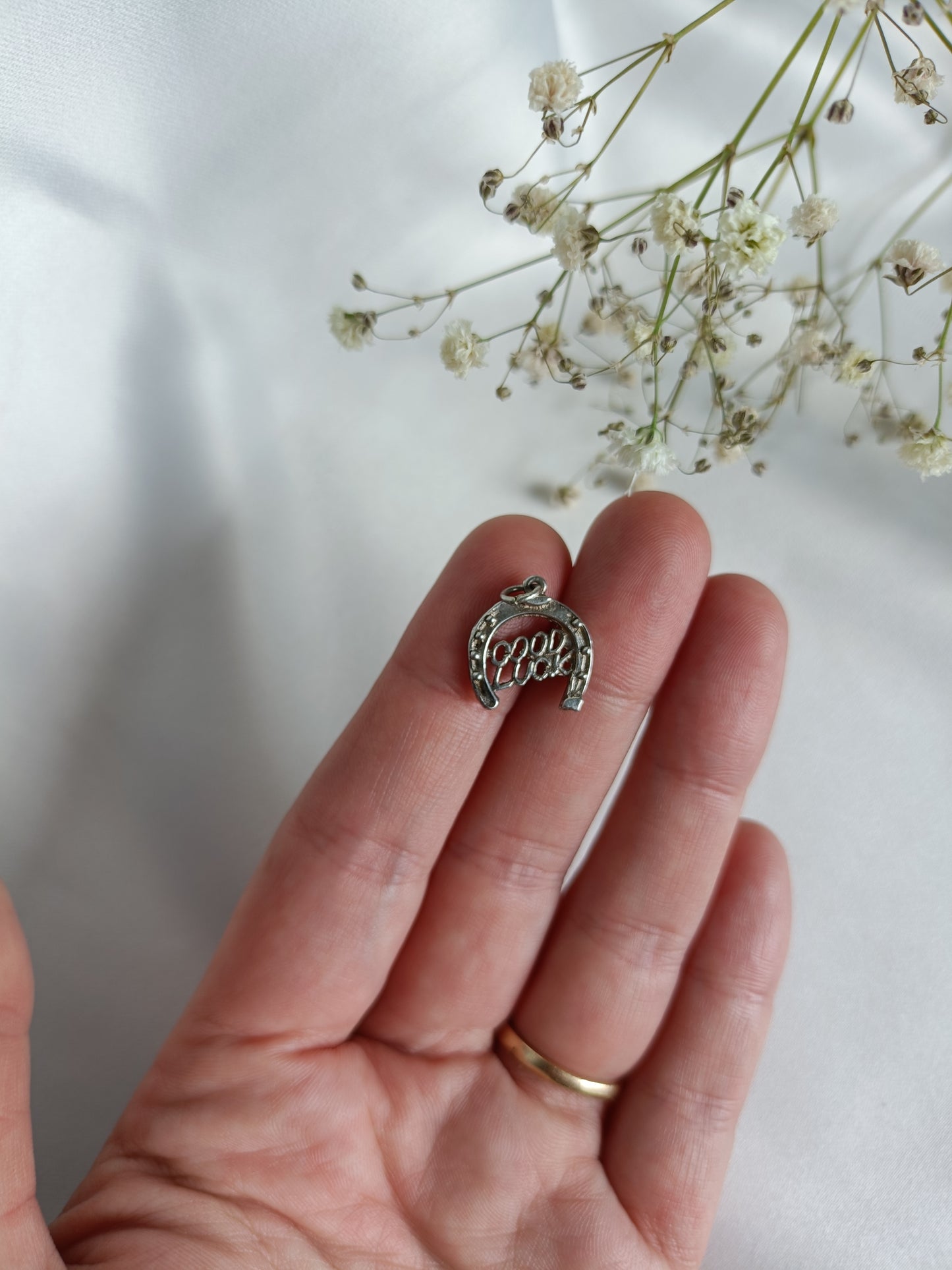 Vintage sterling silver good luck horse shoe charm or small pendant