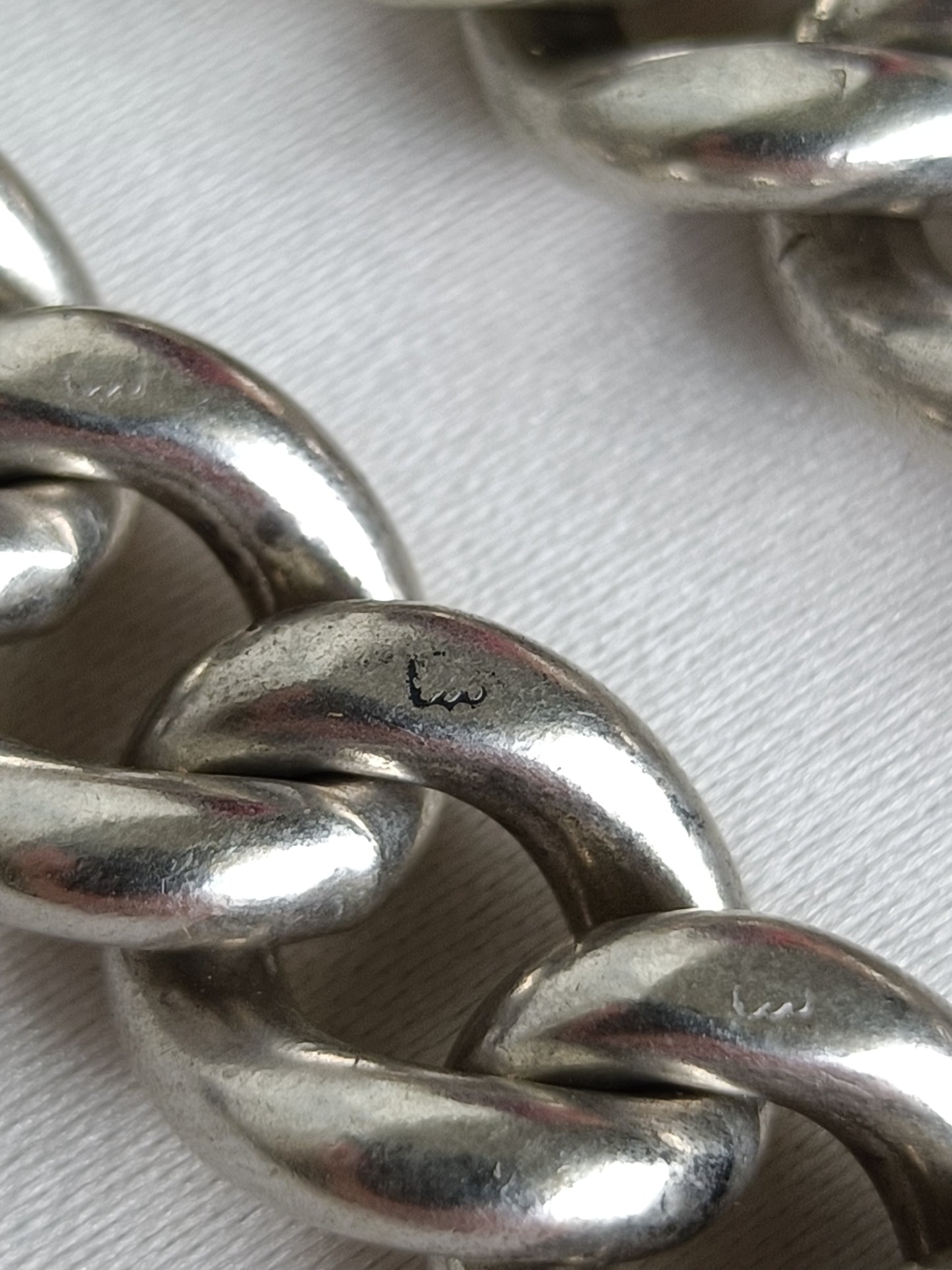 Antique English heavy sterling silver curb link chain bracelet with dog clip closure 22cm