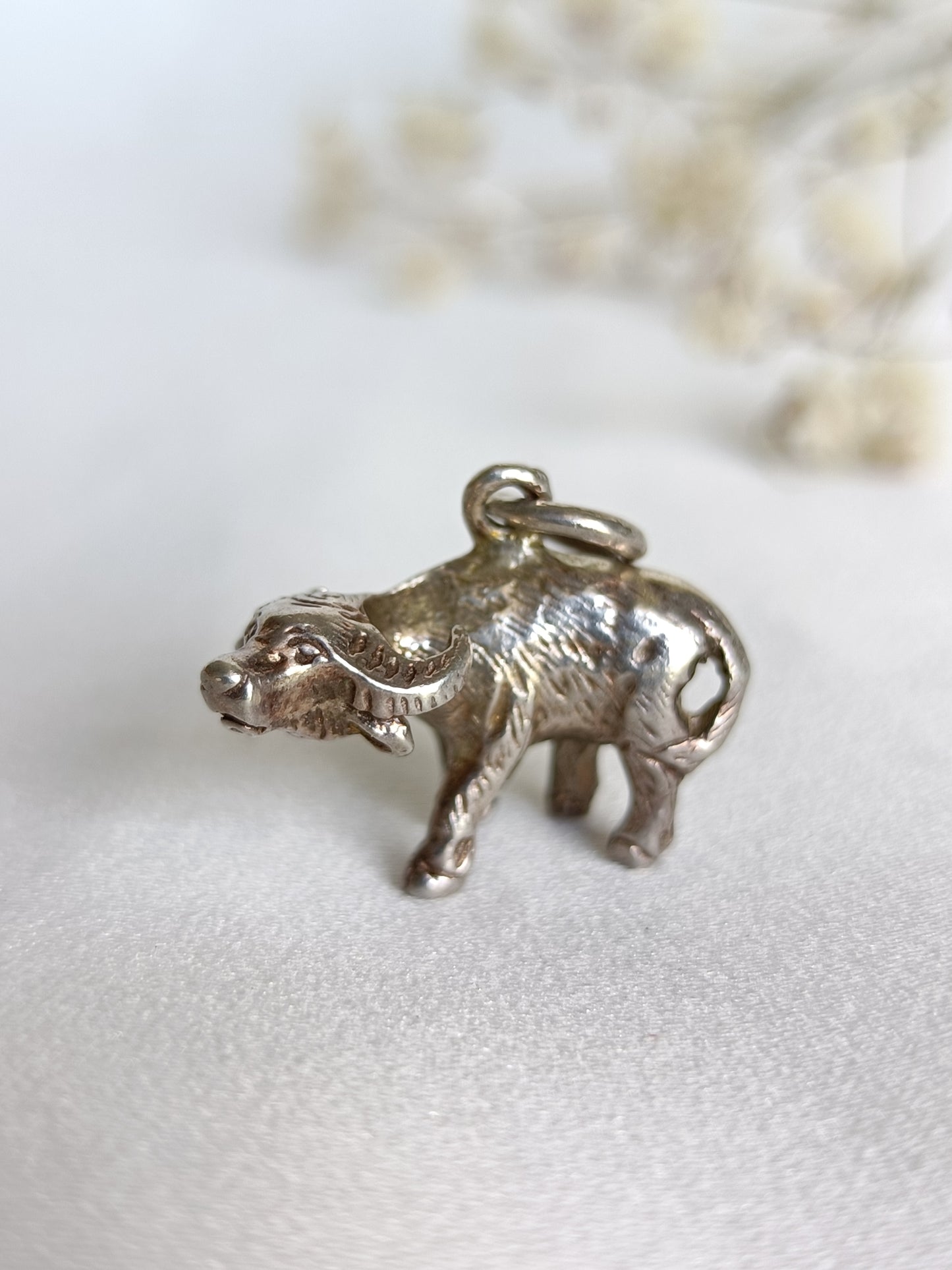 Vintage sterling silver water buffalo charm or pendant