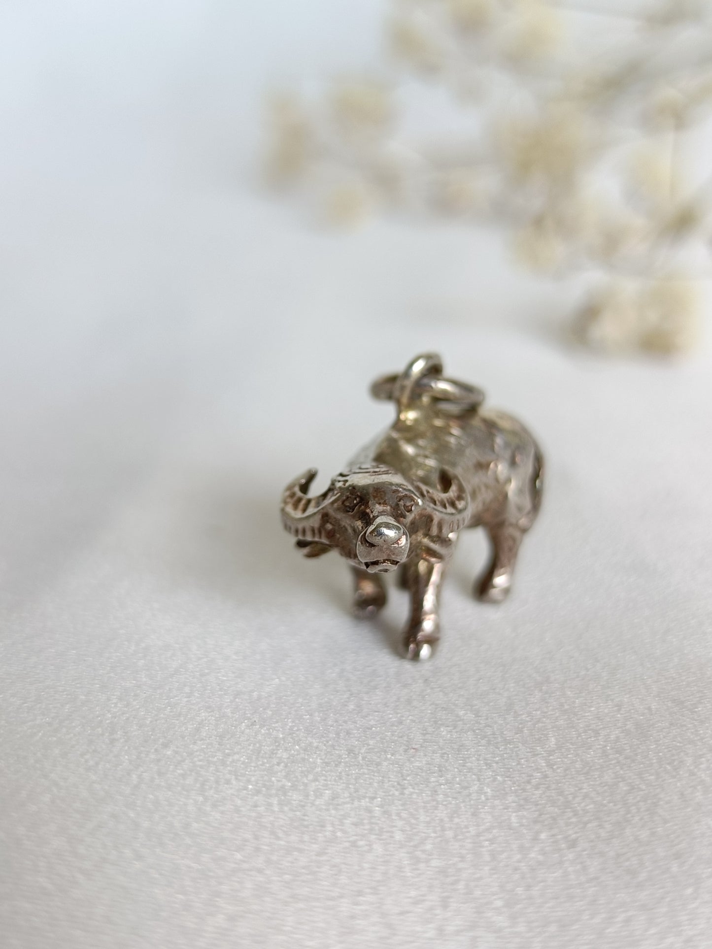 Vintage sterling silver water buffalo charm or pendant